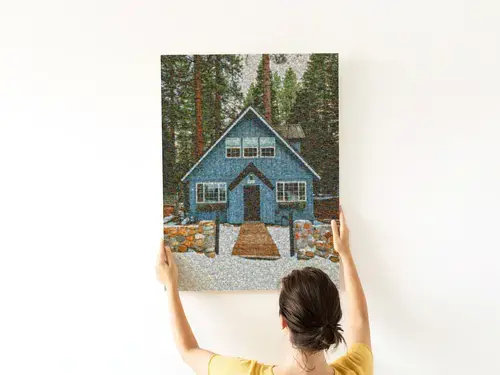 Mosaikbild Eigenheim aus Baustellenfotos