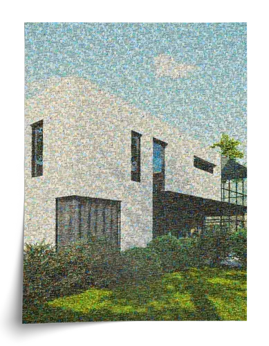 Mosaikbild Eigenheim aus Baustellenfotos